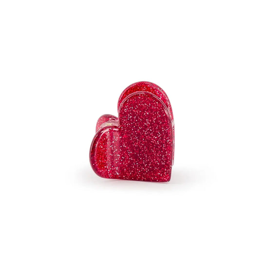 Red Glitter Heart Mini clip