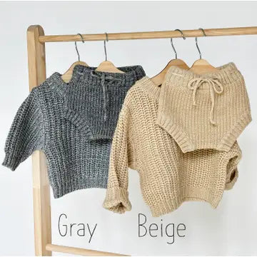 Beige Chunky Knit Sweater Set