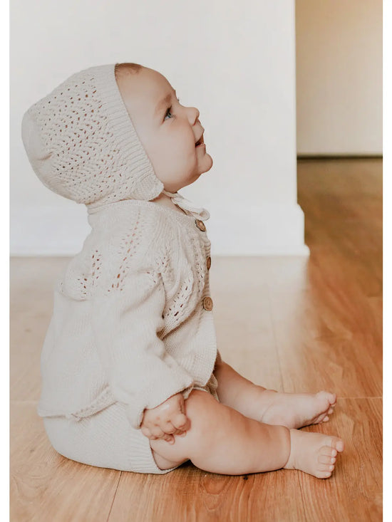 Baby Knit Cardigan & Bloomer Set in Oatmeal