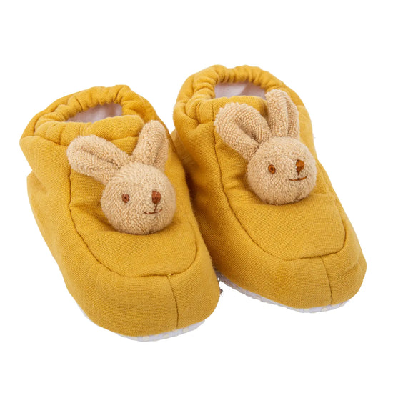 Organic Cotton Rabbit Slippers in Curry