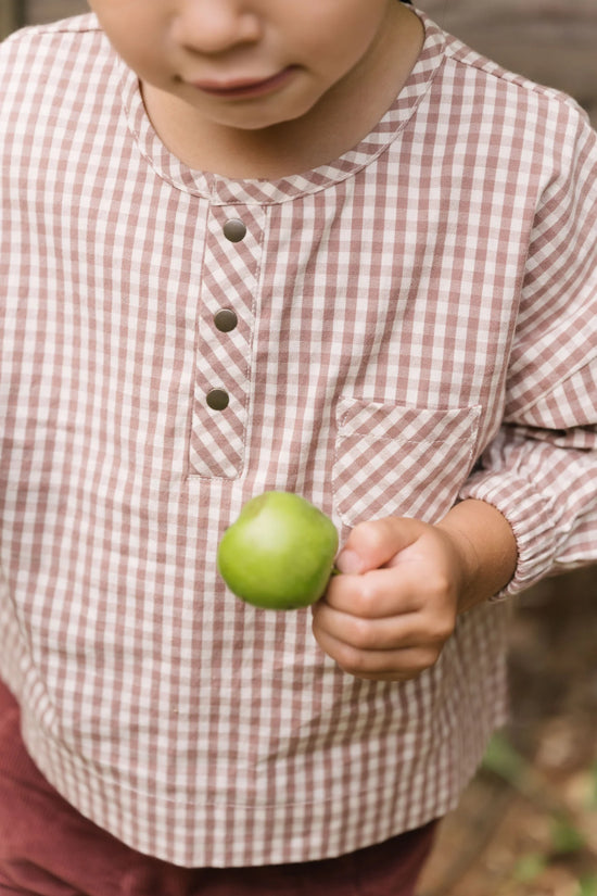 Gingham Long Sleeve Top in Thistle