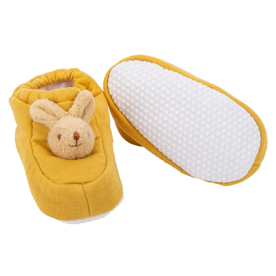 Organic Cotton Rabbit Slippers in Curry