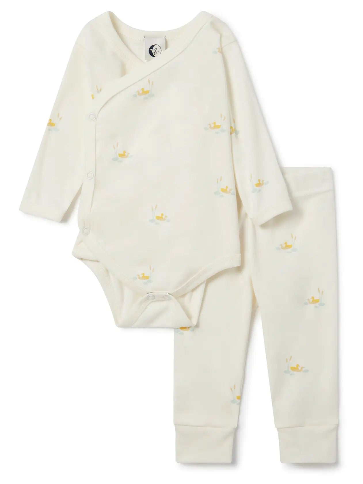 Organic Duckling Baby Wrap and Trouser Set