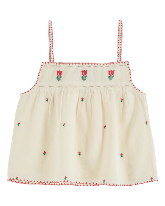 Ecru Tulip Embroidered Top