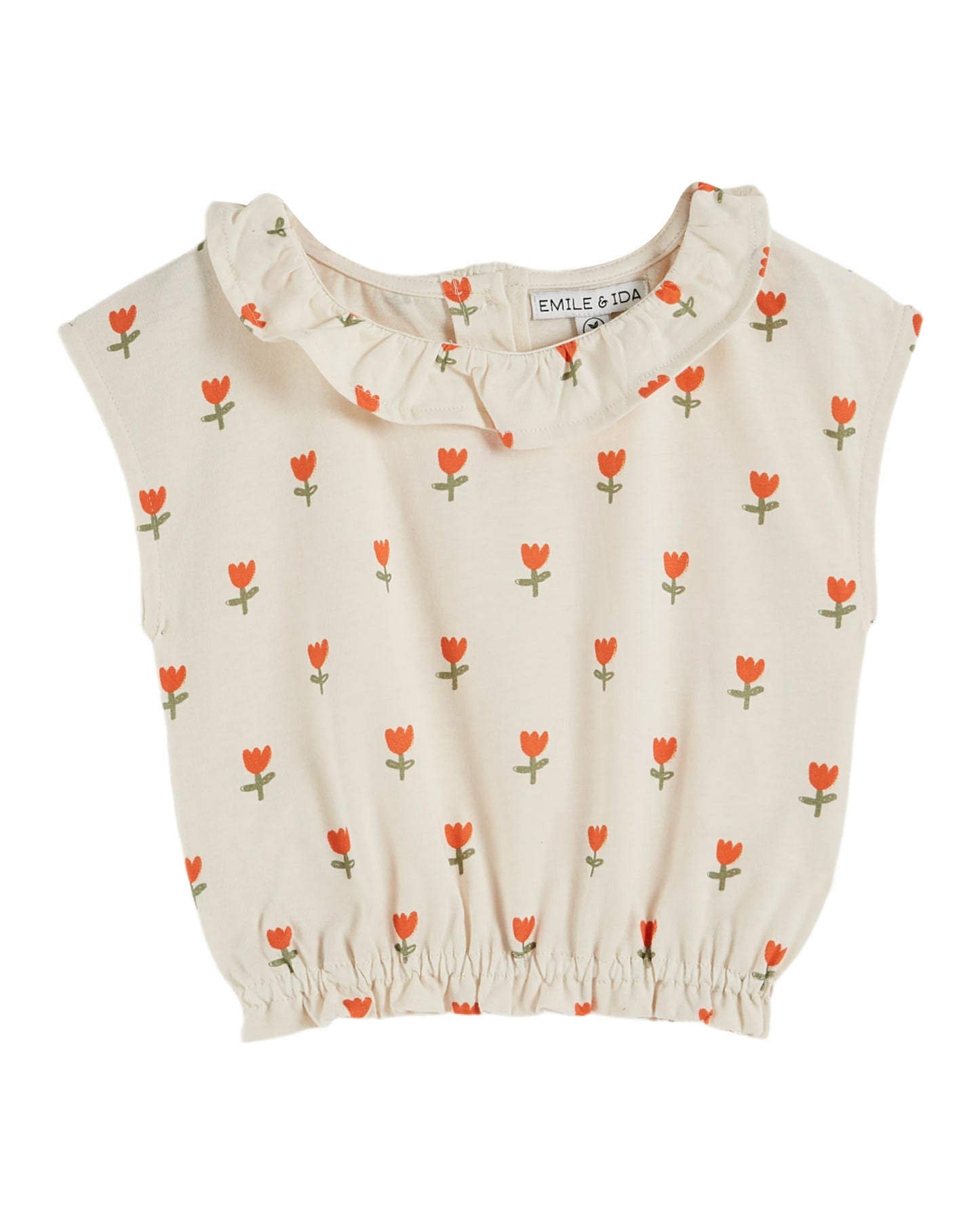 Organic Cotton Cream Tulip Collared Tee