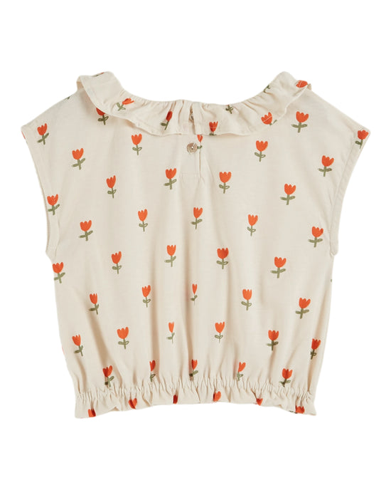 Organic Cotton Cream Tulip Collared Tee