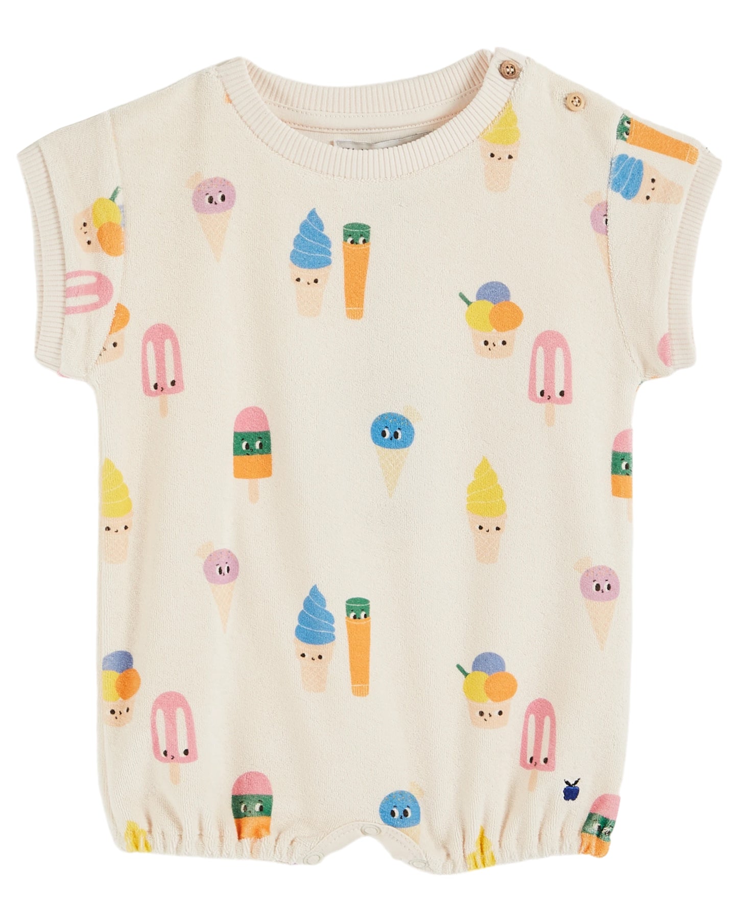 French Terry Ice Cream Print Romper