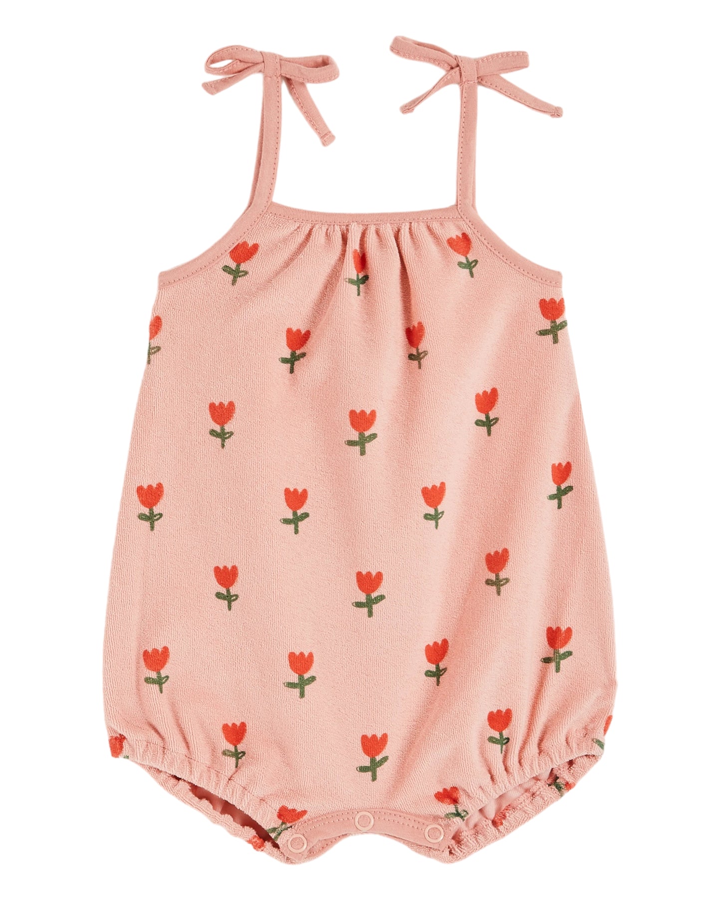 French Terry Tulip Pink Tie Romper