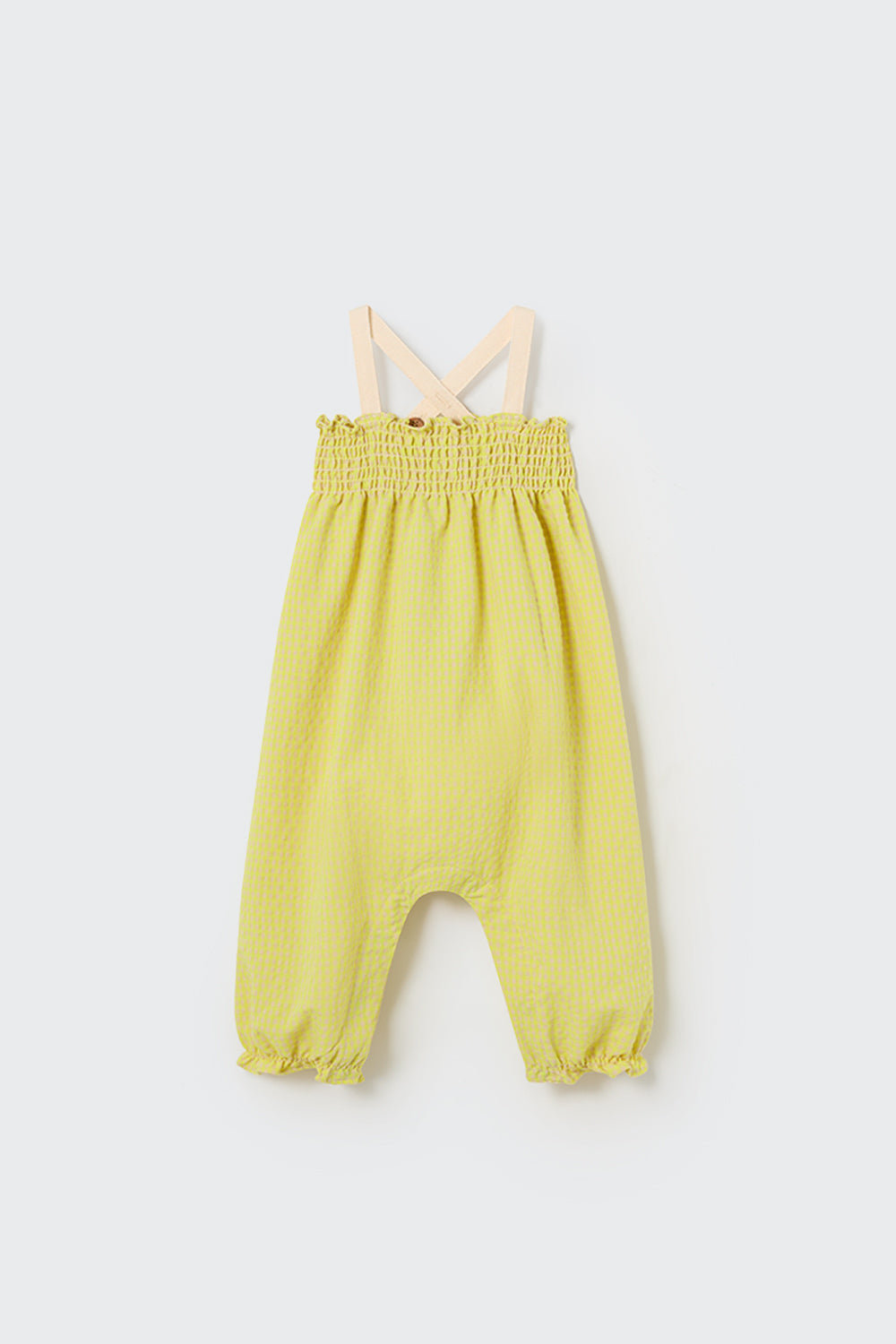 Neon Yellow Gingham Baby Overalls