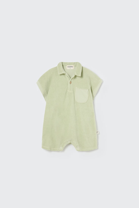 Organic Tender Green Baby Soft Toweling Jumpsuit