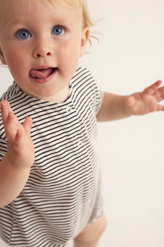 Organic Baby Navy Stripe Jumpsuit