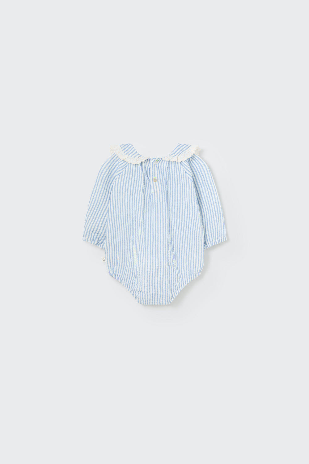 Gauze Blue Striped Collared Baby Romper