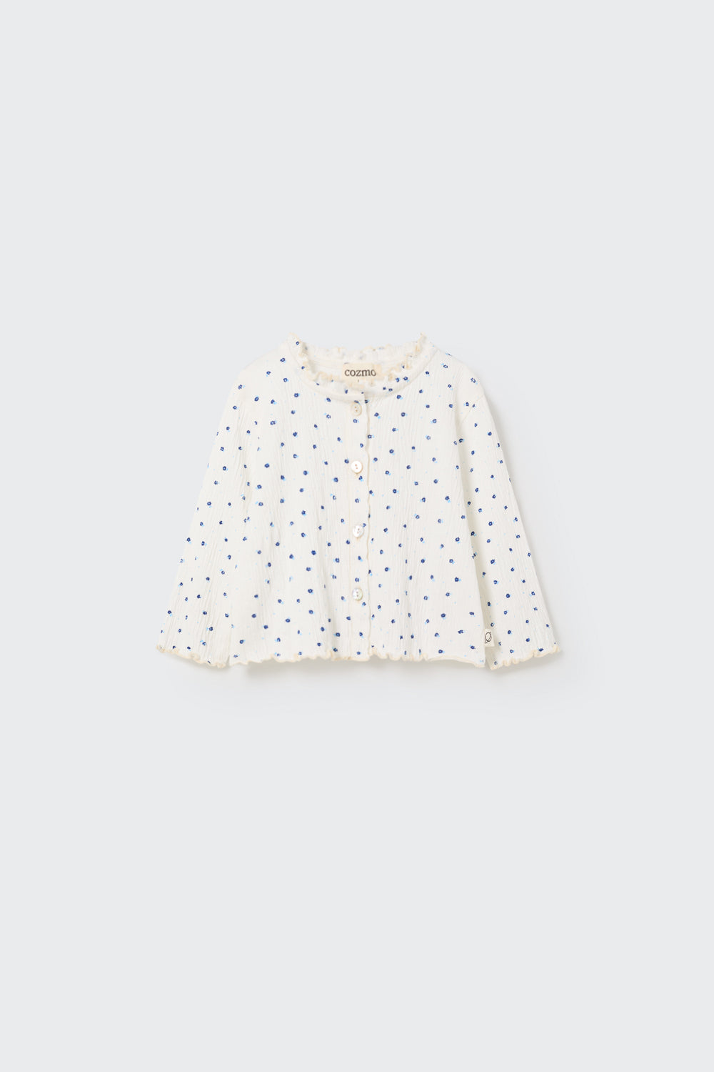 Floral Gauze Knit Ivory Blue Baby Jacket