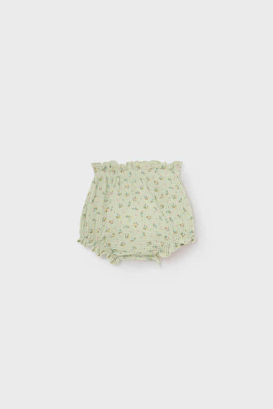 Organic Frosty Green Floral Gauze Baby Bloomers