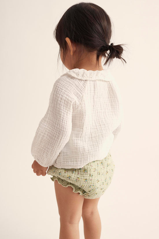 Organic Frosty Green Floral Gauze Baby Bloomers