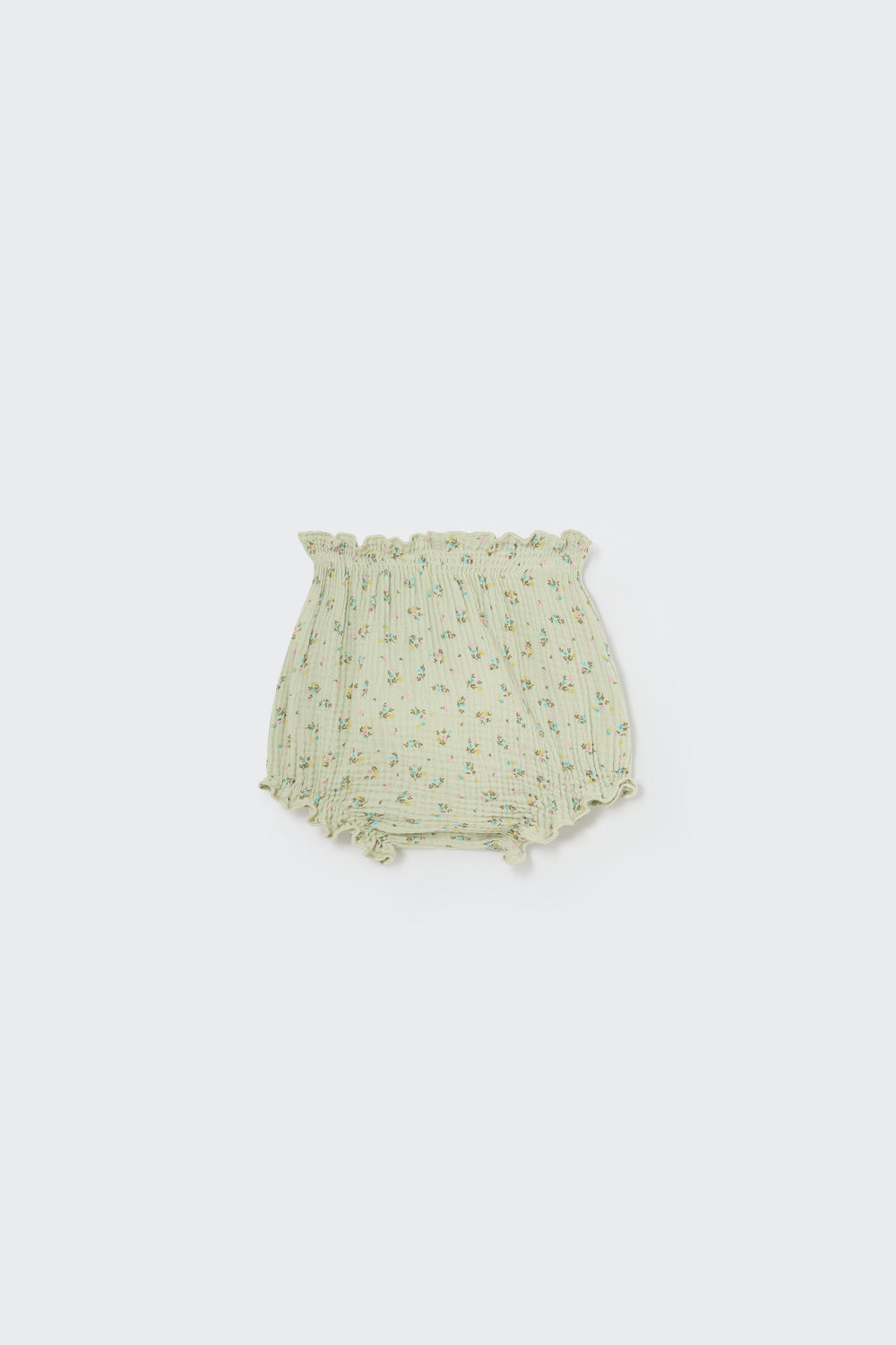 Organic Frosty Green Floral Gauze Baby Bloomers