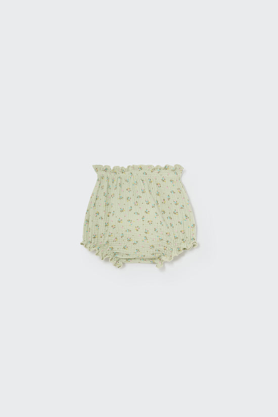 Organic Frosty Green Floral Gauze Baby Bloomers