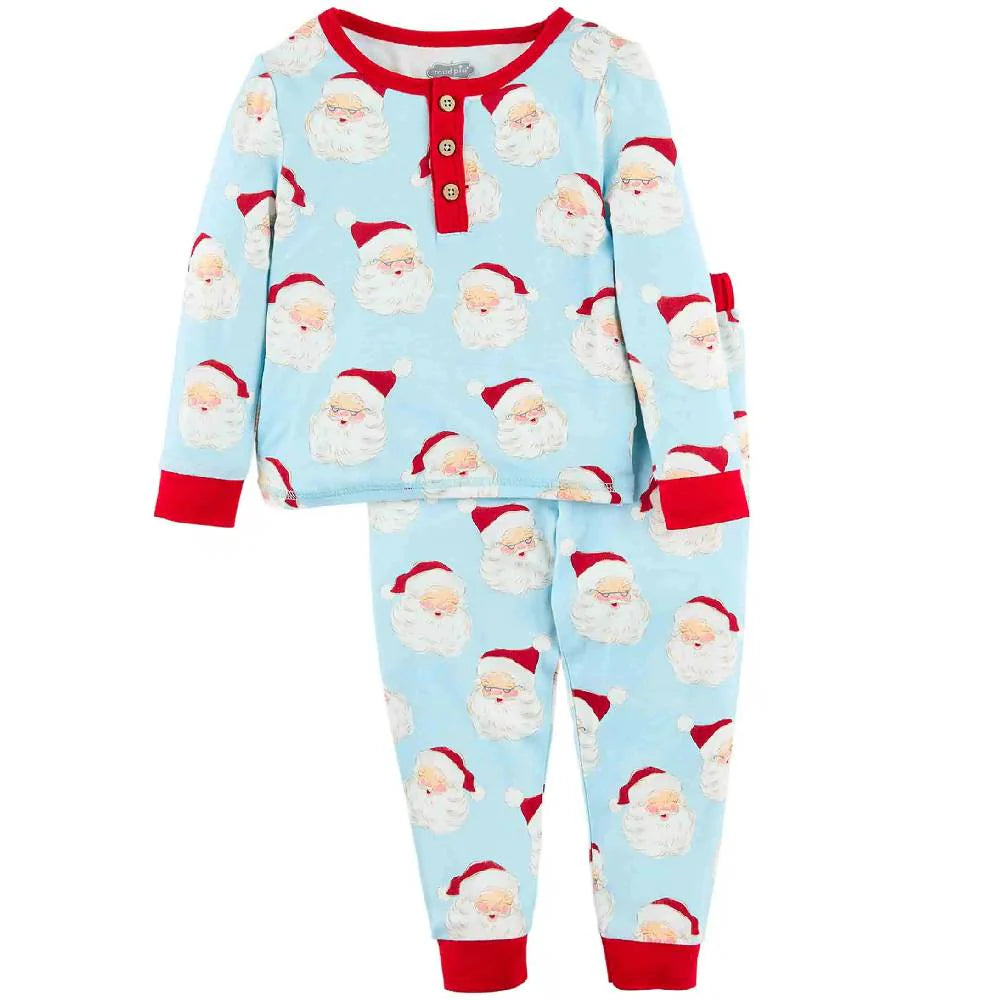 Toddler Vintage Blue Santa PJ Set