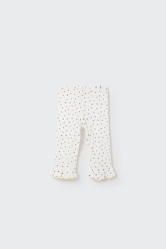 Ivory Blue Floral Gauze Knit Baby Legging