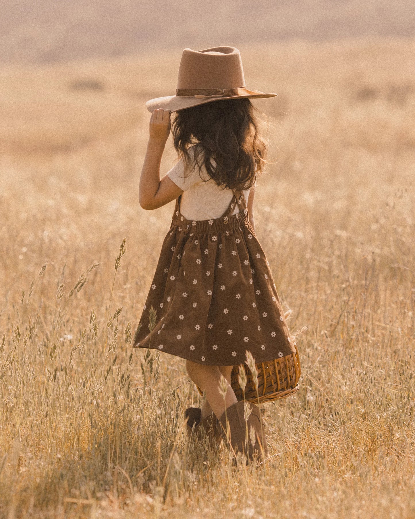 Corduroy Pinafore with Embroidered Florals