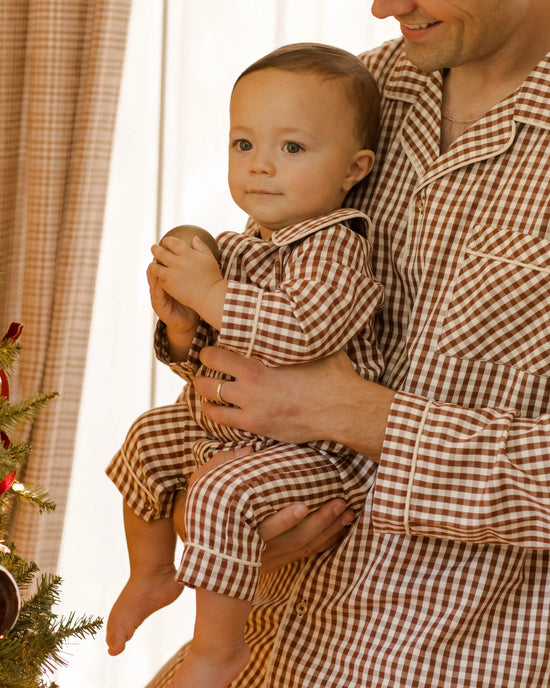 Brick Gingham Baby Pajama Romper