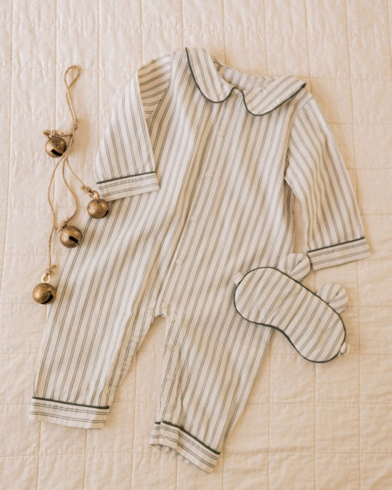 Forest Pinstripe Baby Pajama Romper