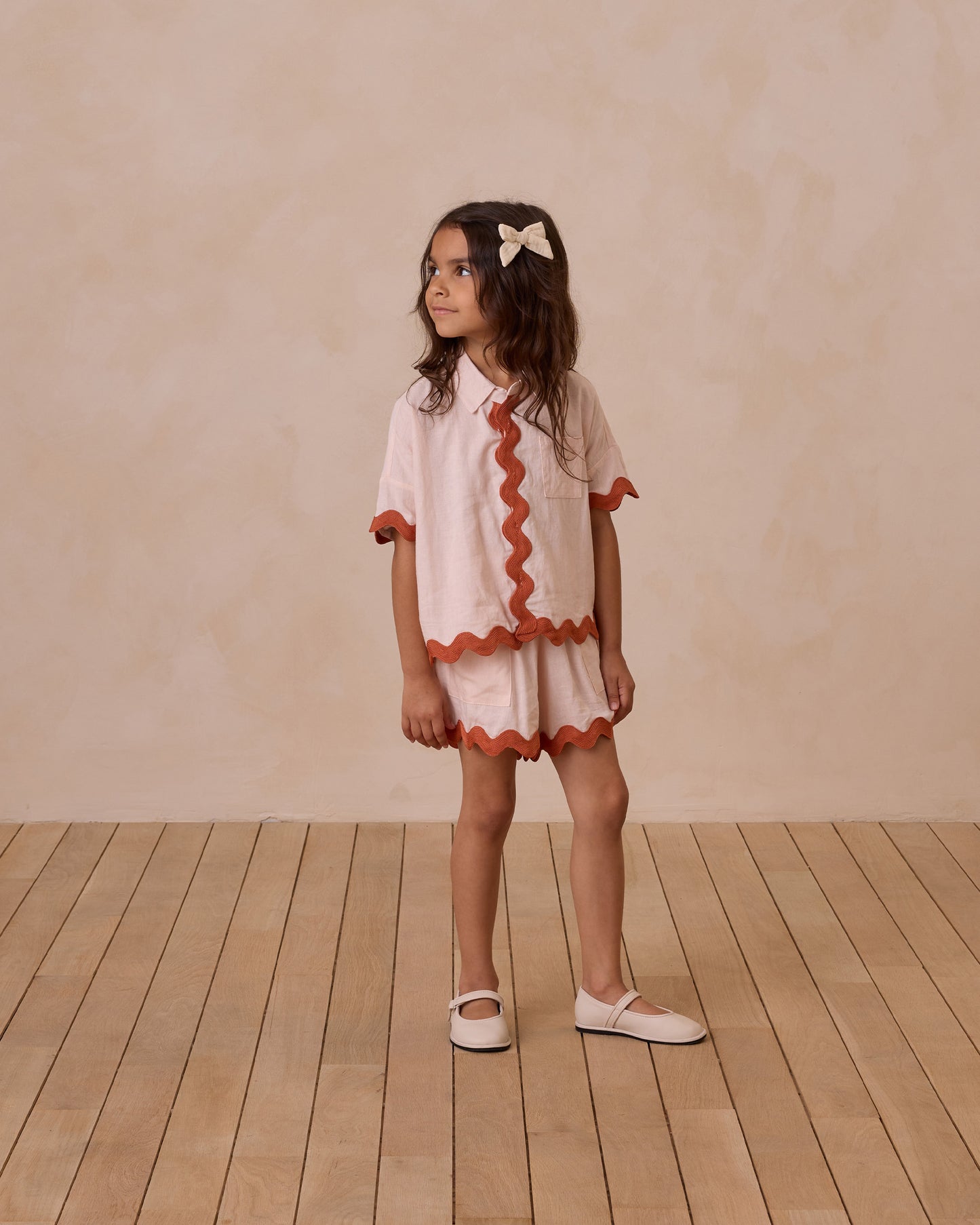 Ric Rac Button-Down and Shorts Set in Shell