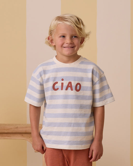 Ciao Relaxed Tee in Light Blue Stripe