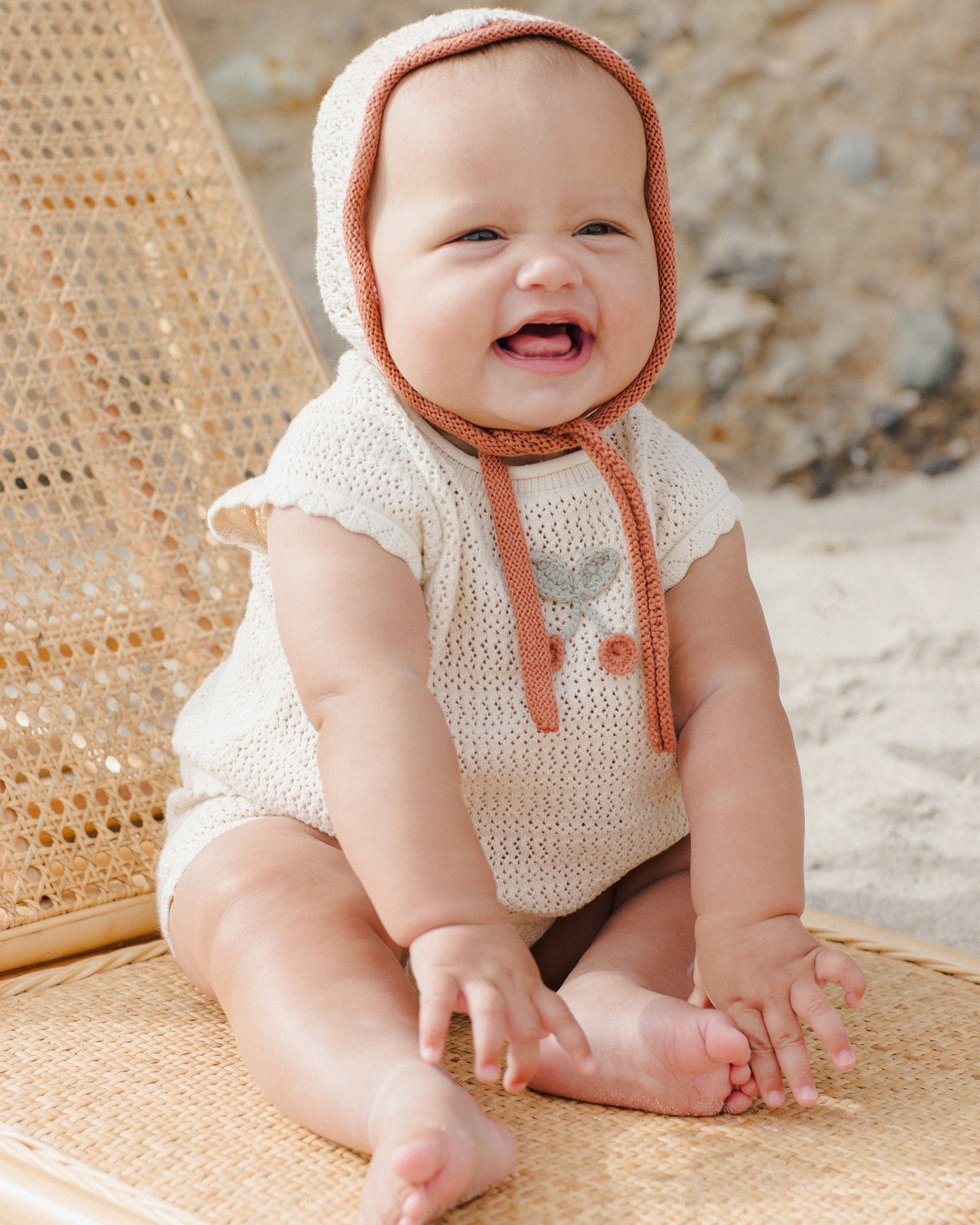 Cherry Scallop Crochet Knit Baby Set