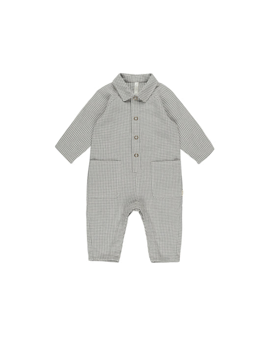 Forest Gingham Collared Baby Jumpsuit