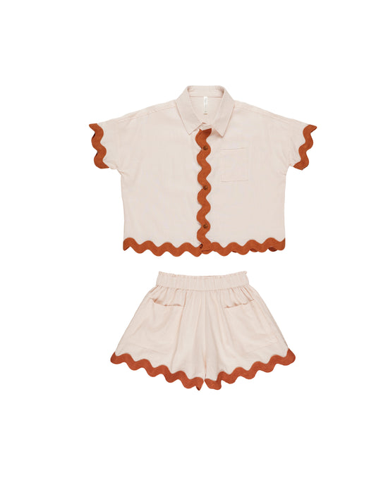 Ric Rac Button-Down and Shorts Set in Shell