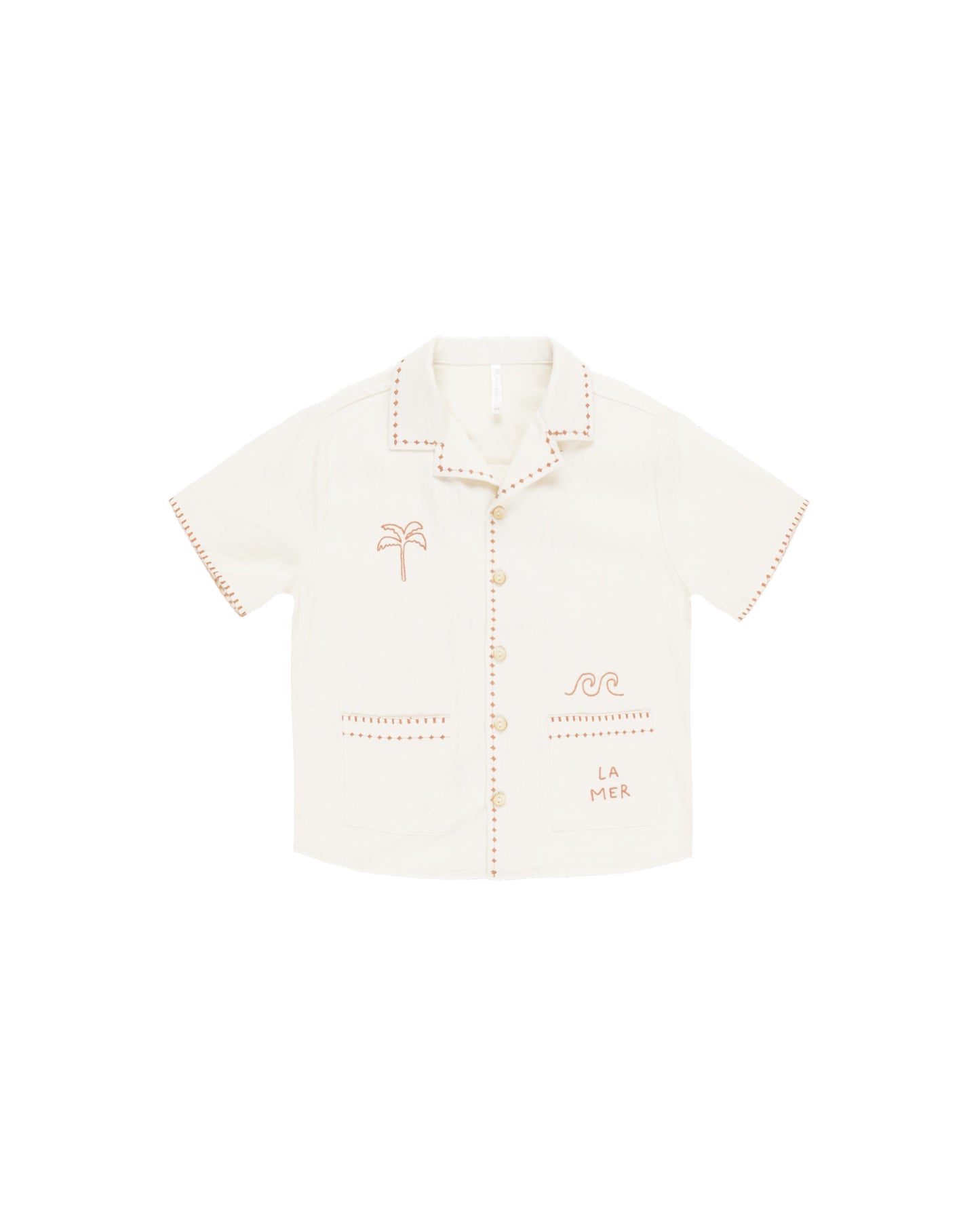 La Mer Embroidered Label Collar Shirt