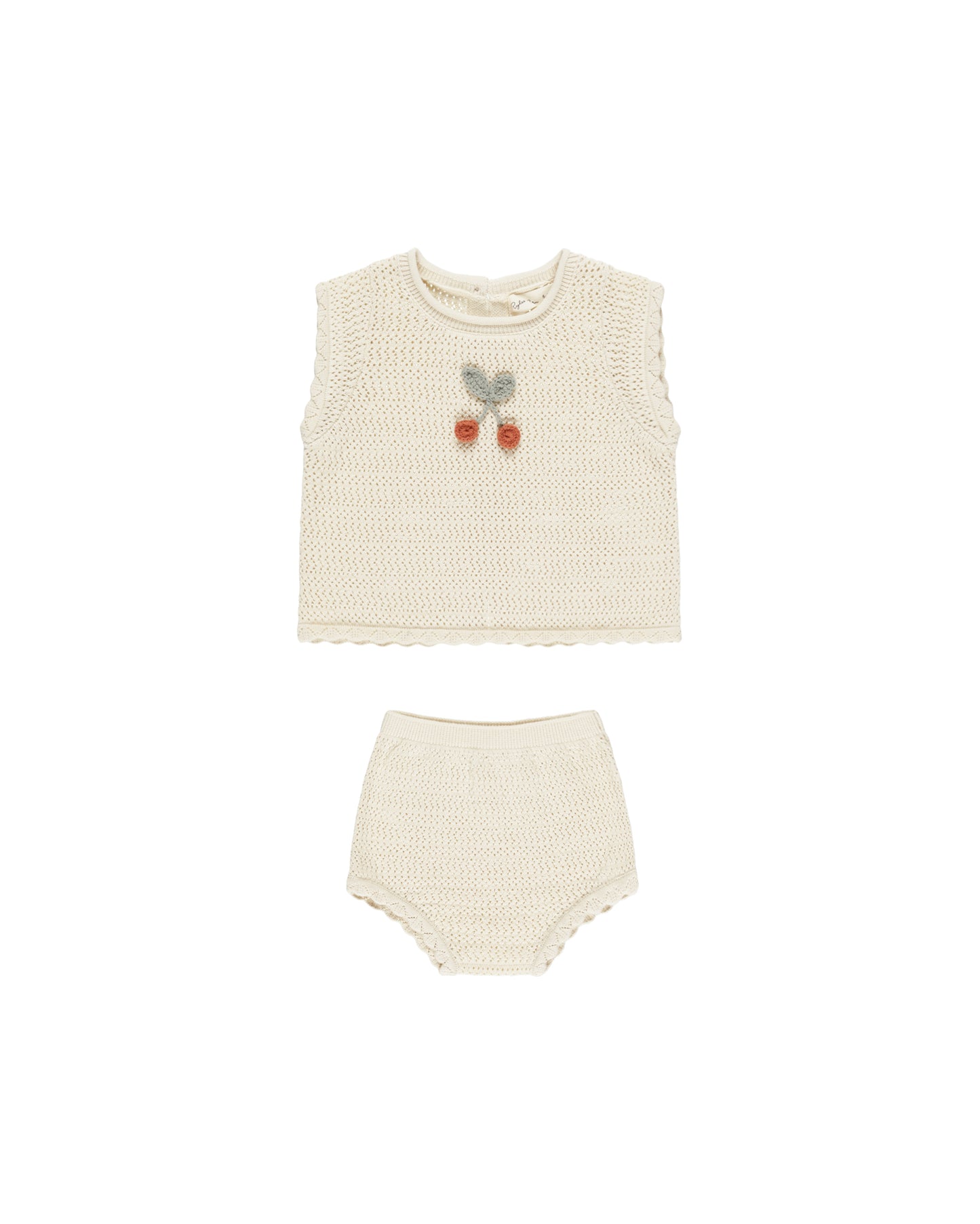 Cherry Scallop Crochet Knit Baby Set