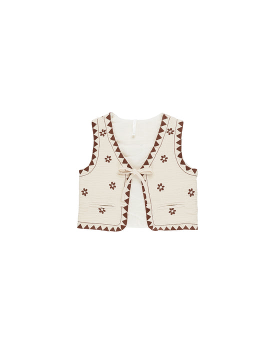 Embroidered Vest in Natural