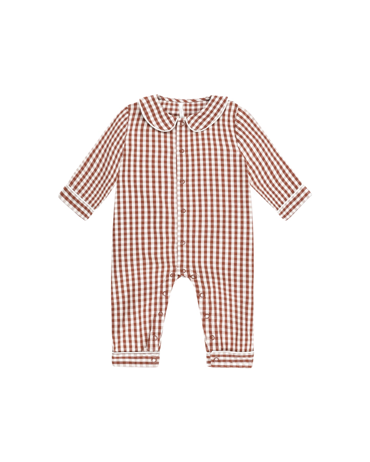 Brick Gingham Baby Pajama Romper