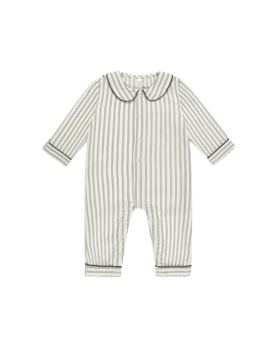 Forest Pinstripe Baby Pajama Romper