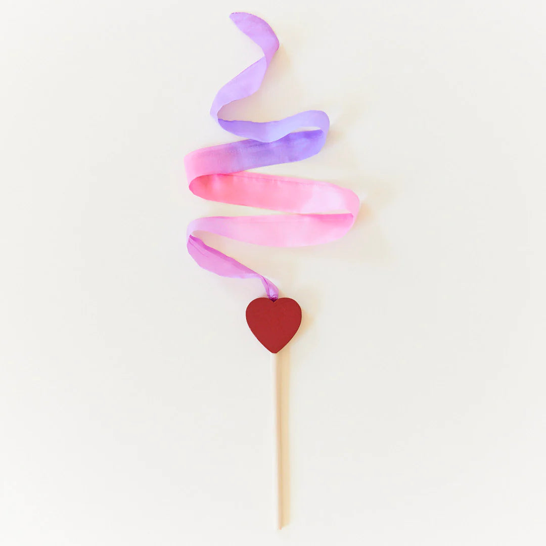 Silk and Wood Heart Wand