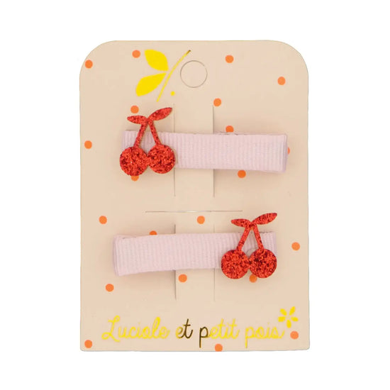 Pair of Mini Red Cherry Hair Clips