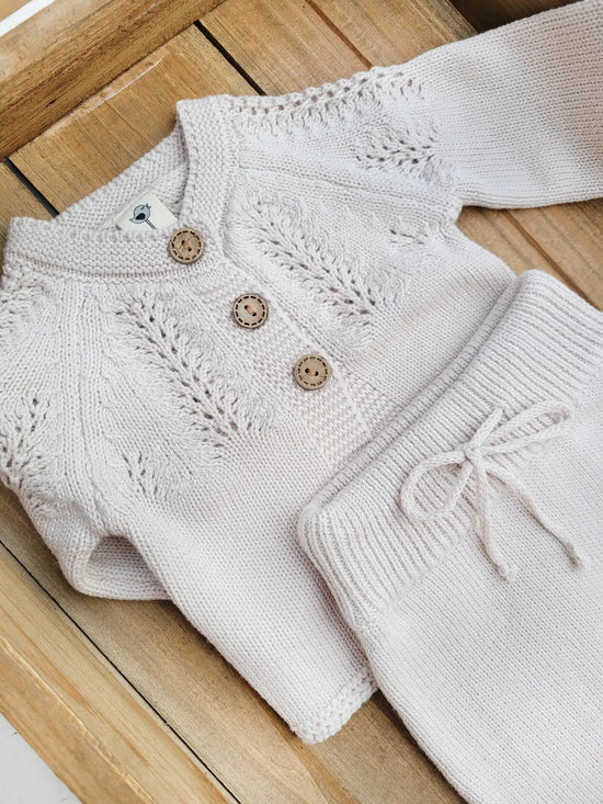 Baby Knit Cardigan & Bloomer Set in Oatmeal