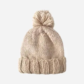 Classic Hand Knit Pom Hat in Latte