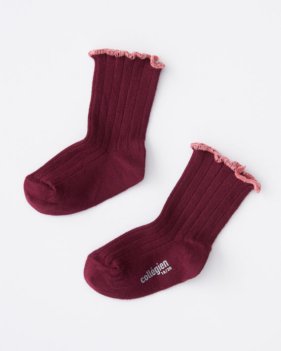 Bordeaux Delphine Socks with Pink Waxy Edge