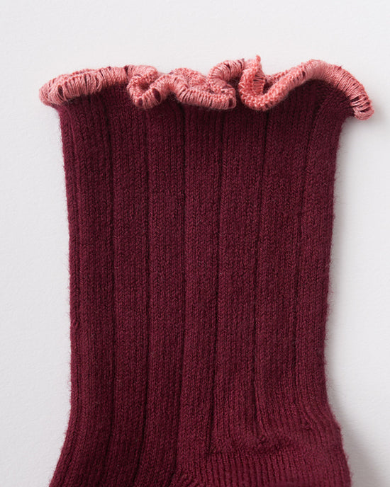 Bordeaux Delphine Socks with Pink Waxy Edge