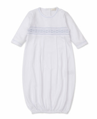 Kissy Kissy Classic Sack Gown-White Smocked in Blue