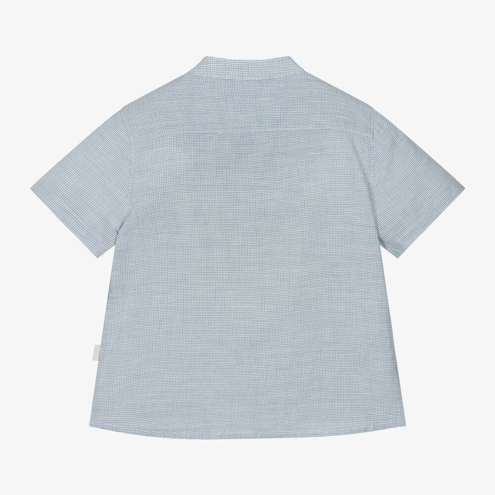 Short Sleeve Linen Mao Collar Shirt