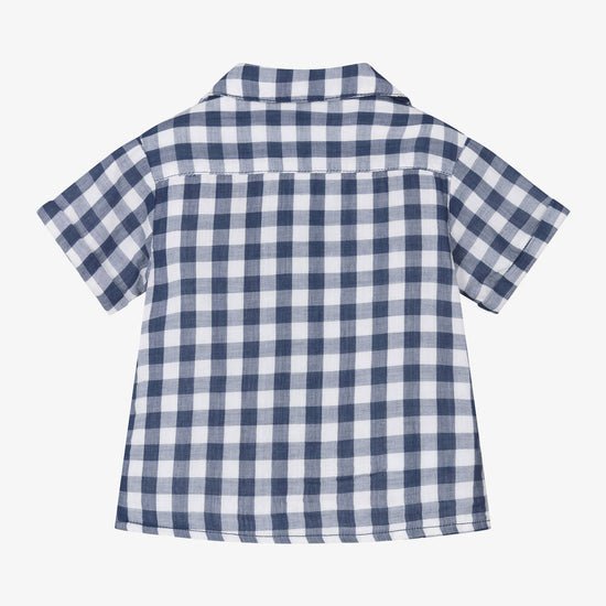 Navy Gingham Shirt Sleeve Buttondown