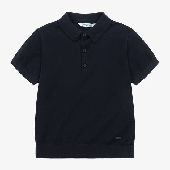 Boys Navy Knit Polo