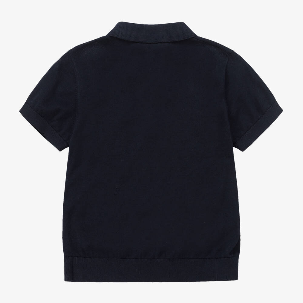 Boys Navy Knit Polo