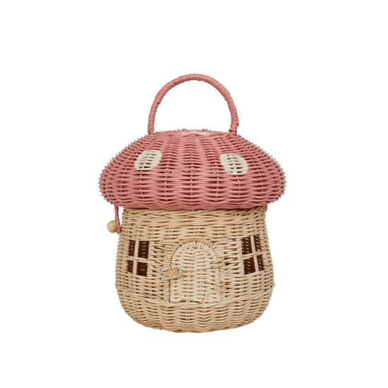 Rattan Mushroom Basket in Musk