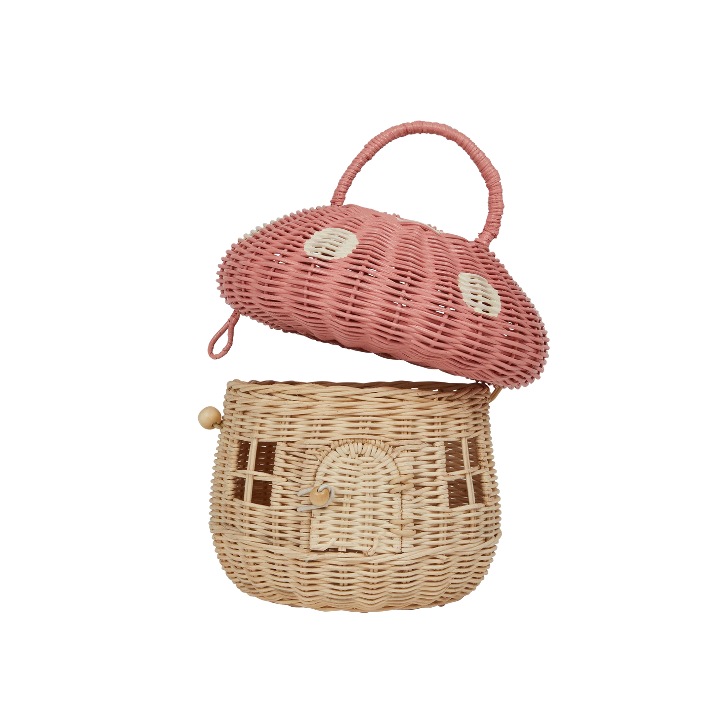 Rattan Mushroom Basket in Musk