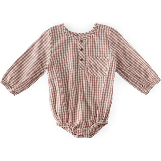 Gingham Long Sleeve One-Piece in Thistle